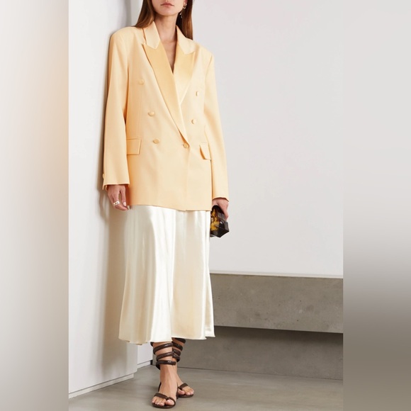 NWOT MANGO Selection Cream Satin-Finish Suit Blazer Jacket - Picture 8 of 13